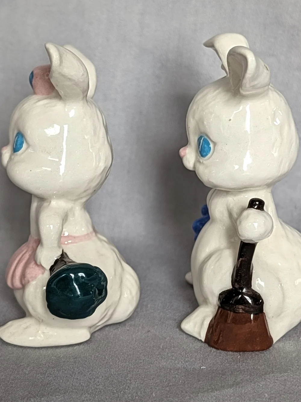 Vintage Bunny Housekeeper Figurines Pair 2.5